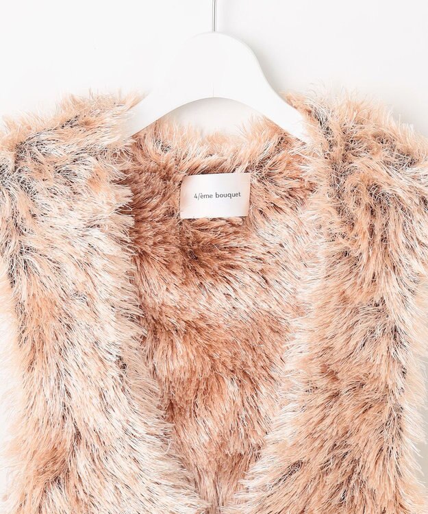 自由区 【カトリエムブーケ】Flower fur シャギーベスト ピンク