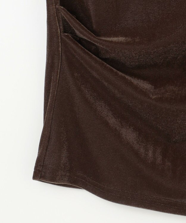 ANY SIS 【洗える】シアーベロアドレープ Tシャツ ブラウン