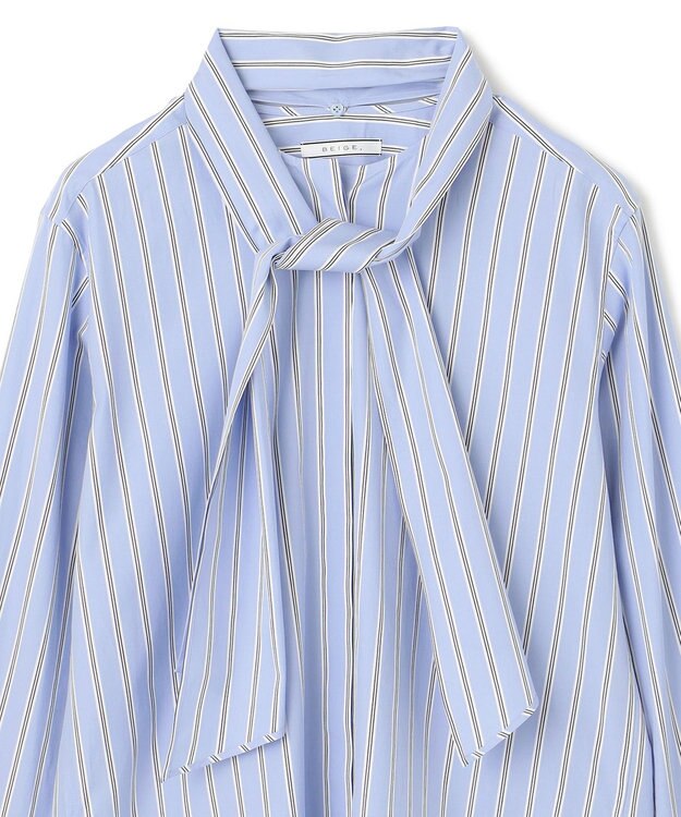 BEIGE， 【洗える】CROIX / コットンボウタイブラウス Sax St