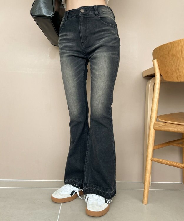 WEGO ローライズフレアデニムパンツ ブラック