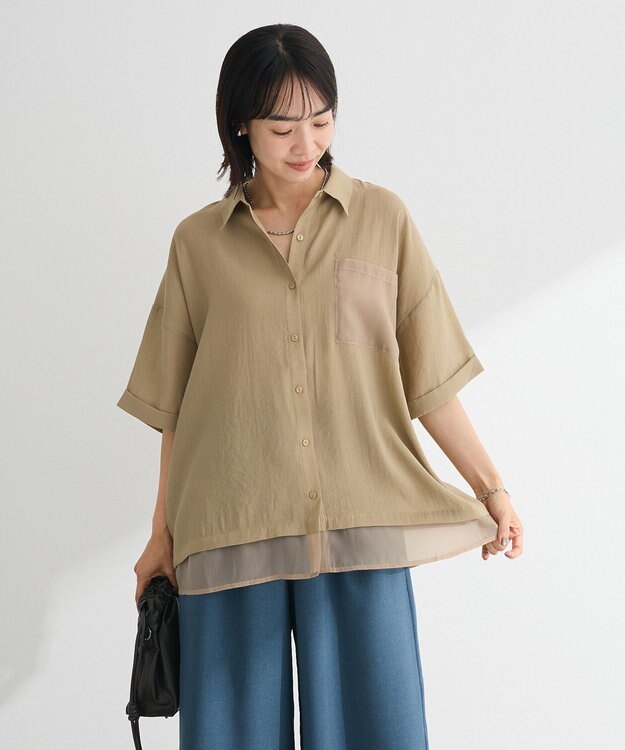 Green Parks 裾レイヤードショートスリーブシャツⅡ Beige