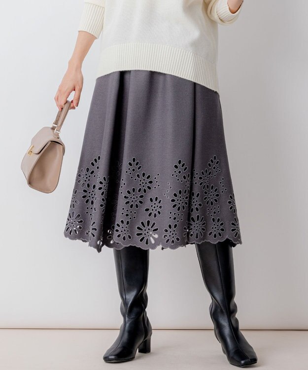 組曲 L ウォームレース スカート グレー系