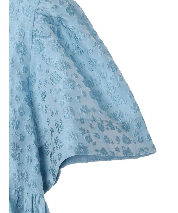 Green Parks パフスリーブジャガードペプラムブラウス Sax