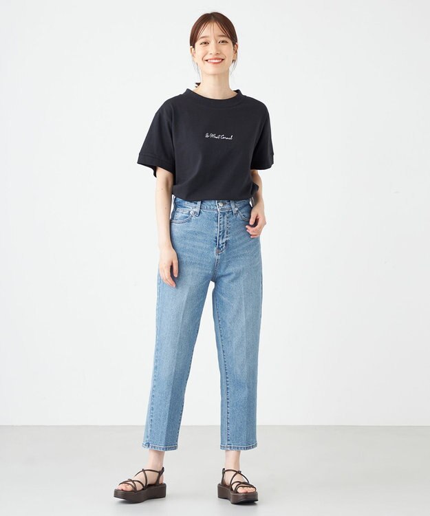 SHARE PARK LADIES センタープレスストレートデニム インディゴ