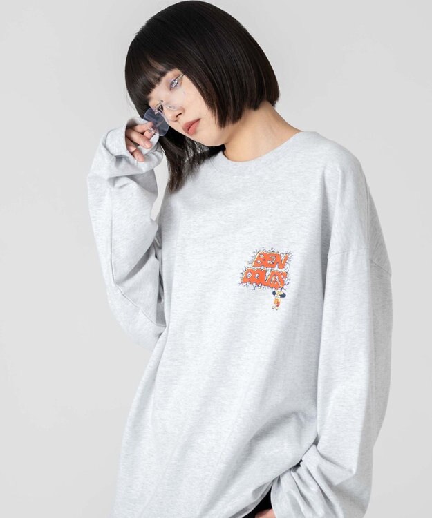 WEGO 【ユニセックス着用ITEM】別注BENDAVISグラフィックT（LS） アッシュグレー