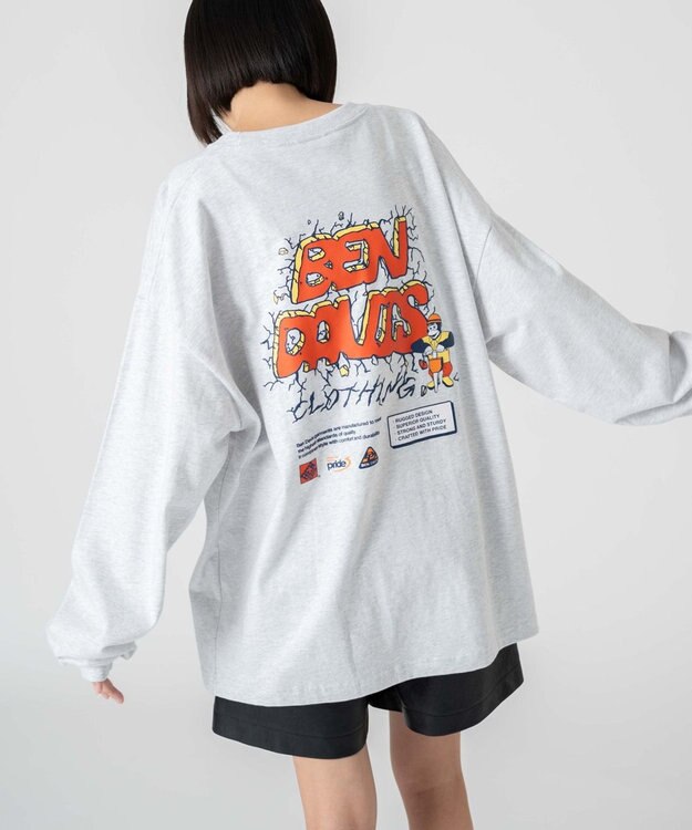 WEGO 【ユニセックス着用ITEM】別注BENDAVISグラフィックT（LS） アッシュグレー