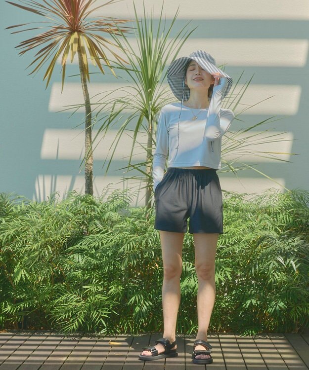 OP／FILA 【Ocean Pacific】UVカットつば広ハット ホワイト×ブラック