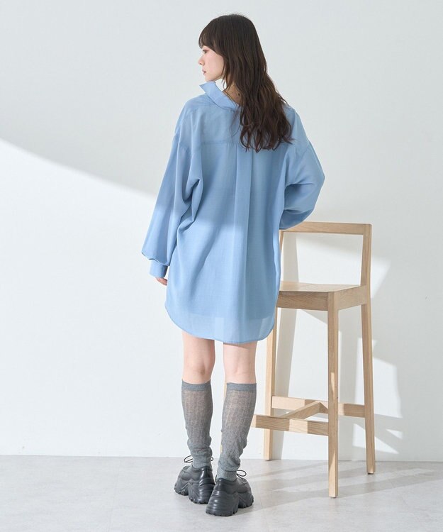 earth music&ecology シアーシャツ Blue