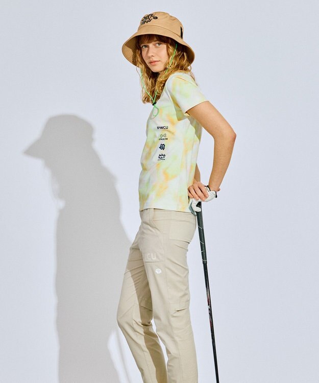 PW CIRCULUS 【吸水速乾  / UV遮蔽率99.5%  UVカット / ストレッチ】【WOMEN】タイダイ柄モックネックT ゴルフウェア レディース イエロー系5