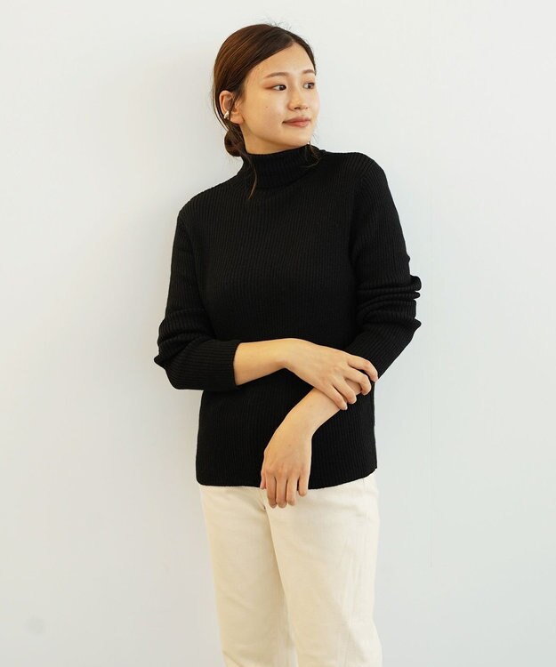 TOQUE 〈大草直子さんアドバイザー〉ベビーアルパカ×シルク ハイネックニット ブラック