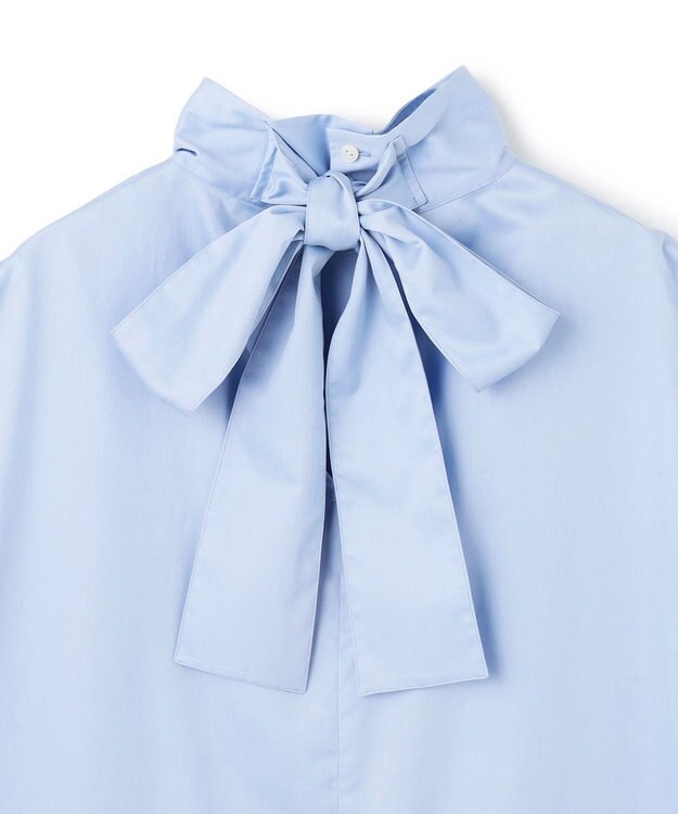 uncrave ブロードクロス ボウタイブラウス サックス