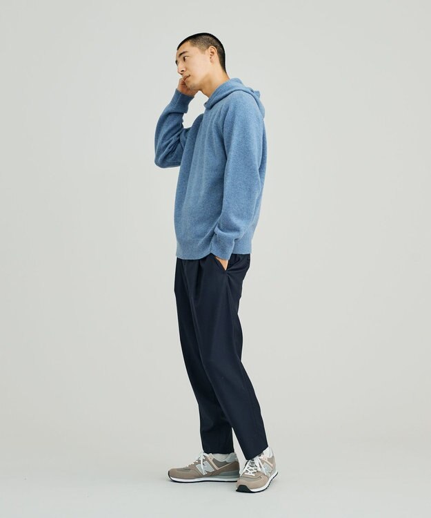 J.PRESS YORK STREET 【UNISEX】ウールカシミヤ フーディニット ダルブルー系