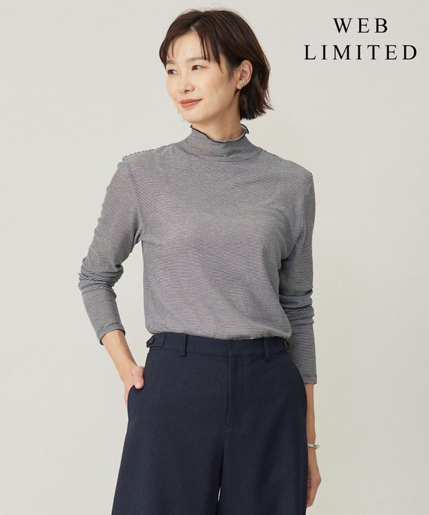 J.PRESS LADIES S 【WEB限定】シアーメローネックインナー カットソー ブラック系1