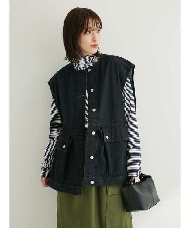 Green Parks ・ＥＬＥＮＣＡＲＥ　ＤＵＥ　ノーカラーデニムベスト