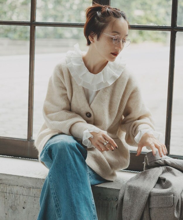 #Newans 【前後着用可能】【高山都さんコラボ】ビッグカラー２WAYブラウス ホワイト