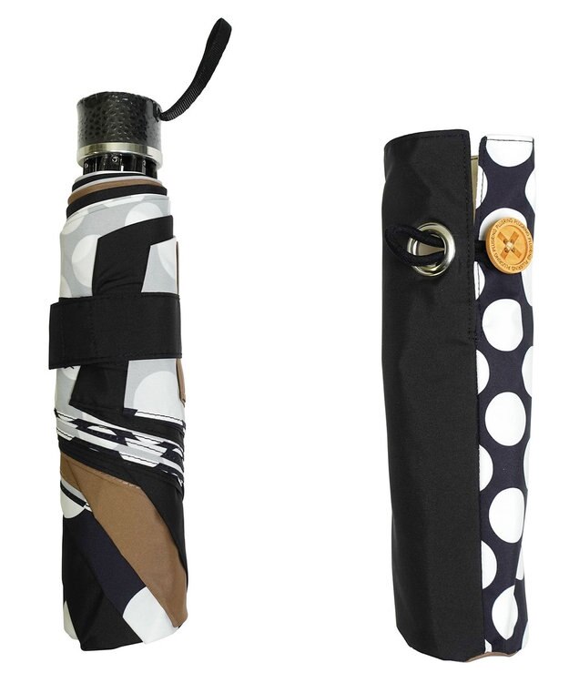 +RING UNISEX プラスリング 簡単開閉式折傘55cm BLK/BGE T1378 黒