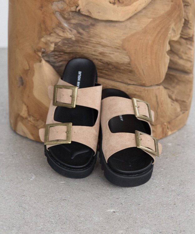 AMERICAN HOLIC バックルフラットサンダル Beige