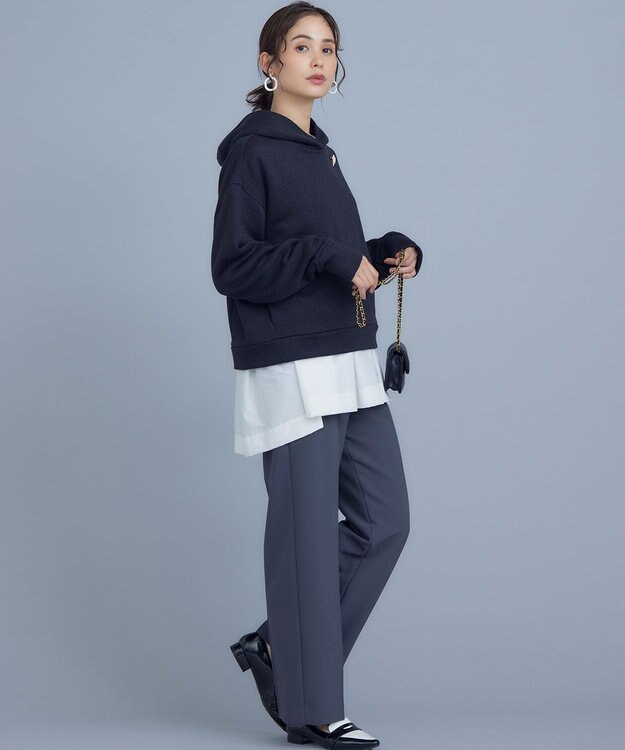 組曲 S 【WEB限定】ベーシックダブルクロス ワイドストレートパンツ チャコールグレー系