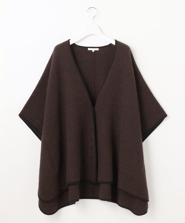 自由区 ヘリンボーン ポンチョ ダークブラウン系