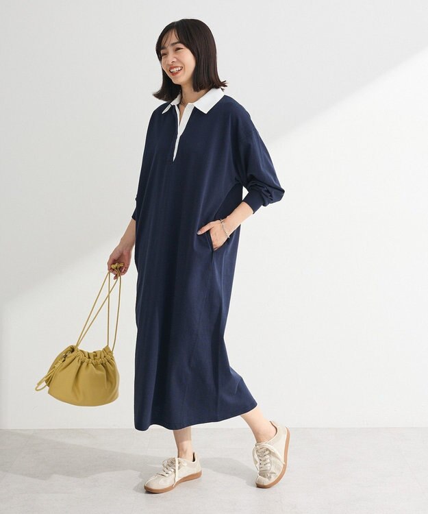 Green Parks ラガーシャツワンピース Navy