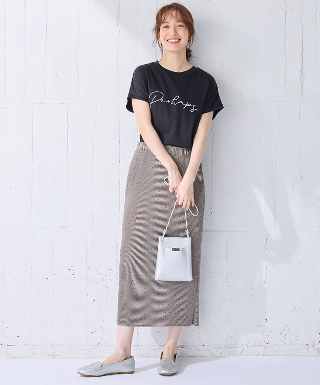 ANY 【汗ジミ防止加工】シルケットスムースフレンチスリーブ刺繍ロゴTシャツ ブラック