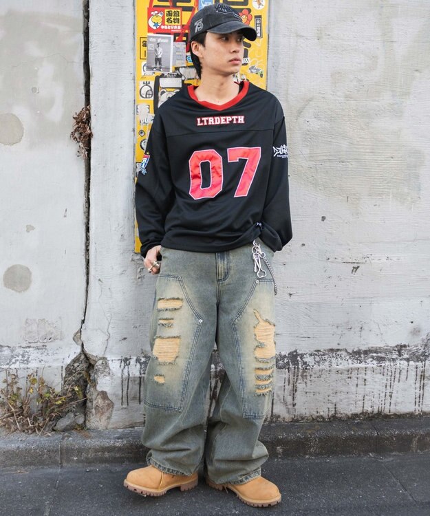 WEGO 【ユニセックス着用ITEM】ナンバリングホッケーT（LS） ブラック