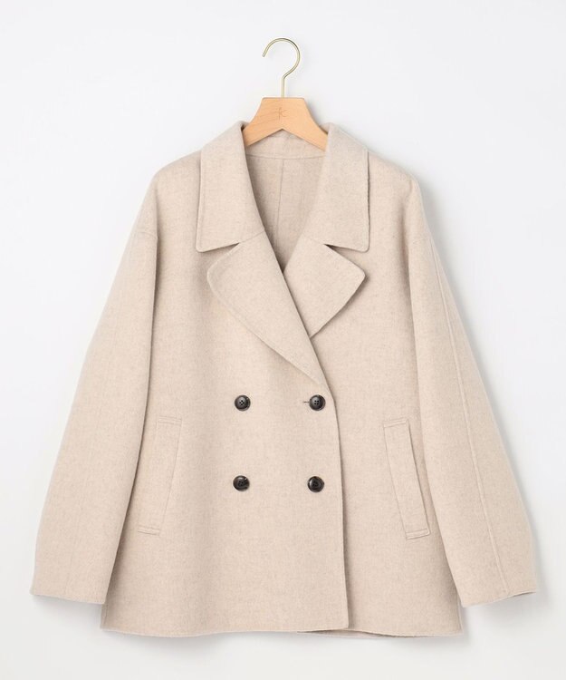 組曲 S ダブルブレストリバー コート アイボリー系