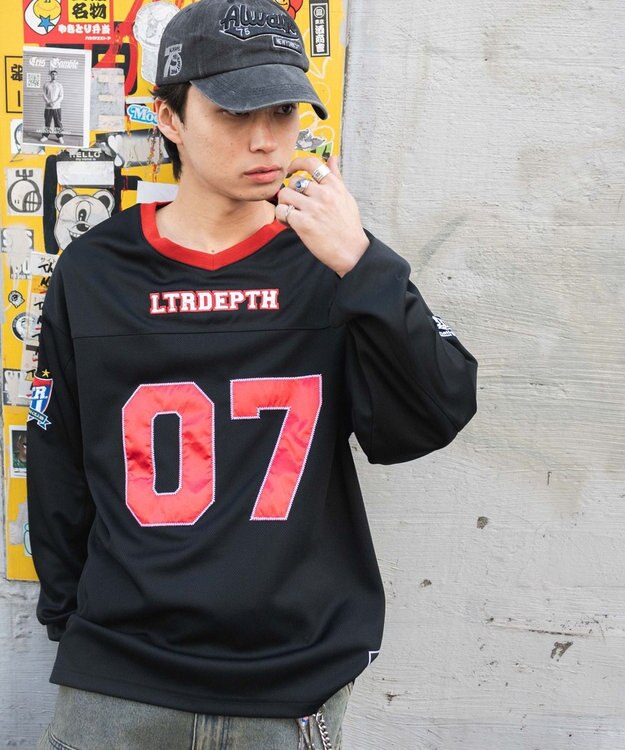 WEGO 【ユニセックス着用ITEM】ナンバリングホッケーT（LS） ブラック