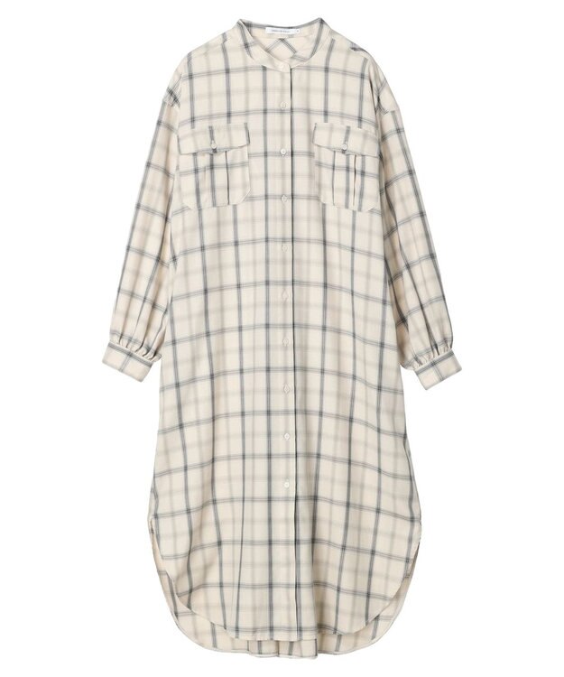 AMERICAN HOLIC イージーケアＷポケットシャツワンピース Check Ivory