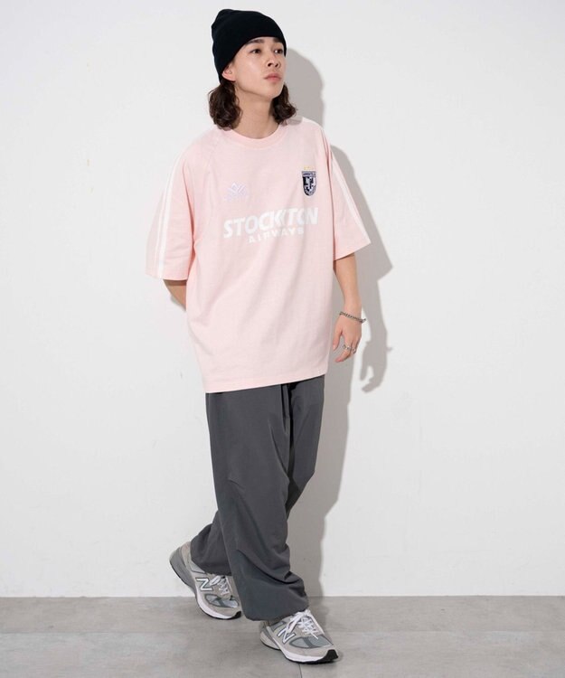 WEGO 【ユニセックス着用ITEM/手洗い可/MLサイズ】ラインゲームロゴT ピンク