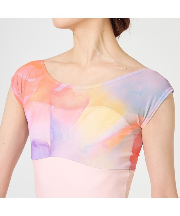 Chacott 【NOZOMI YUASA】フレンチスリーブレオタード ローズプリント