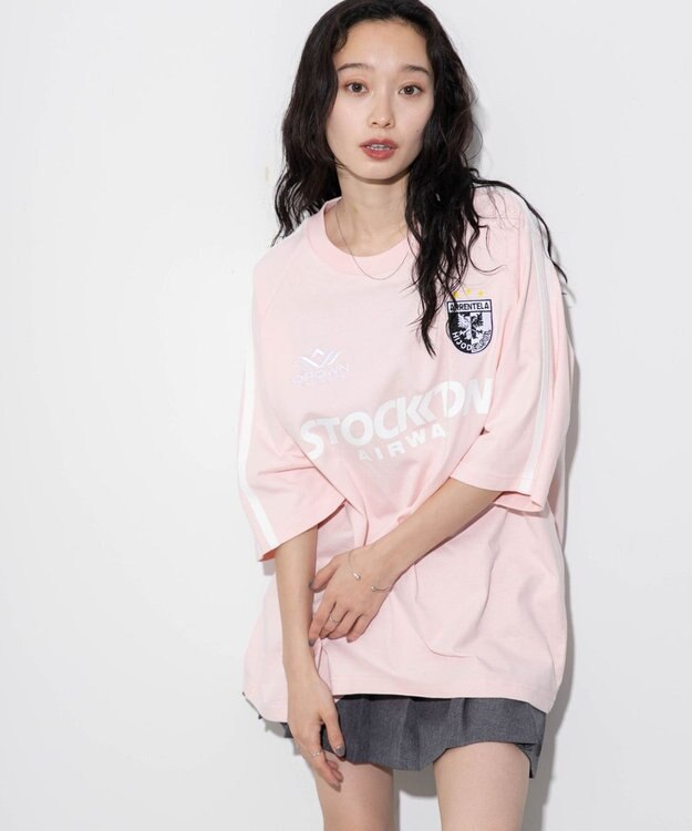 WEGO 【ユニセックス着用ITEM/手洗い可/MLサイズ】ラインゲームロゴT ピンク