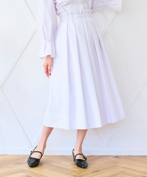 Feroux 【キレイ見えセットアップ対応】オールタック スカート ホワイト系1