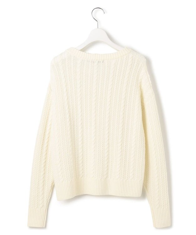 23区 【洗える】ウールコード 肩ボタンケーブル柄 ニット アイボリー系