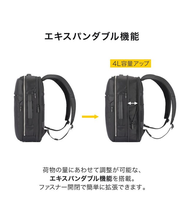 ACE BAGS & LUGGAGE ace. ガジェタブルR 10th ビジネスリュック  B4サイズ 15.6インチPC収納 19/23L エキスパンド 68964 エース ブラック