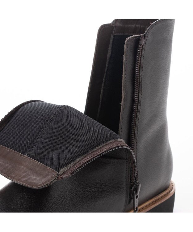 ing <ing>サイドファスナーショートブーツ ダークブラウン