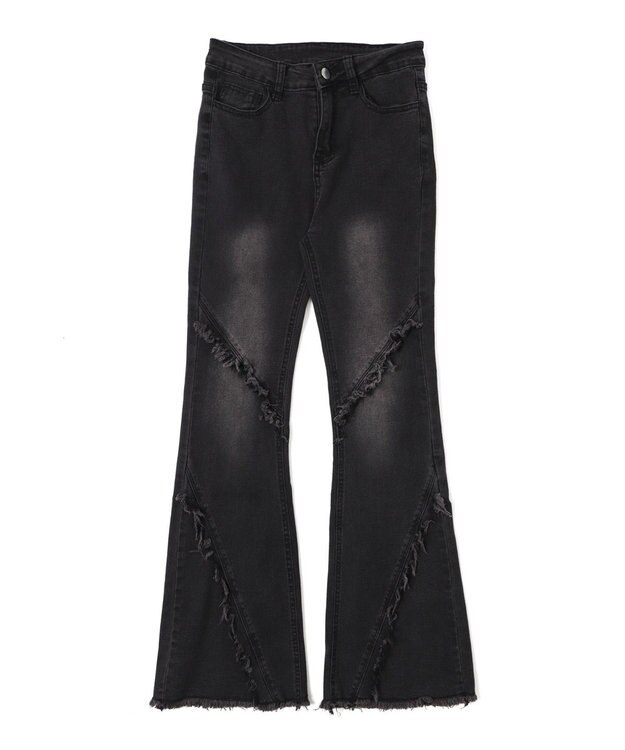 WEGO ブーツカットフリンジデニム ブラック