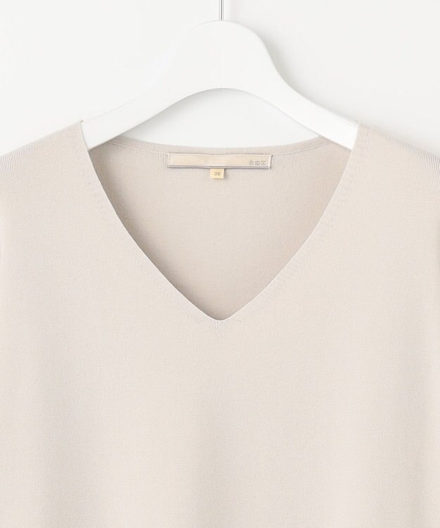 自由区 L 【洗える/セット可】レーヨンポリエステルスムース Vネックニット サンセットグレー