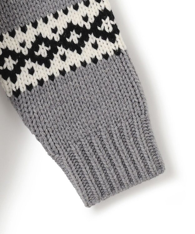 23区 【SLOW】カウチンジャガード ジップ カーディガン ライトグレー系