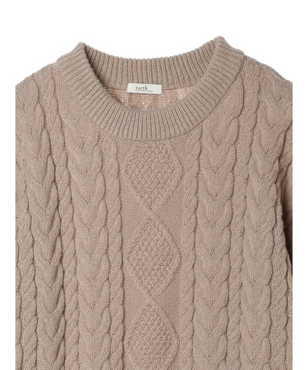 earth music&ecology 袖ファーケーブルミニワンピース Gray Beige