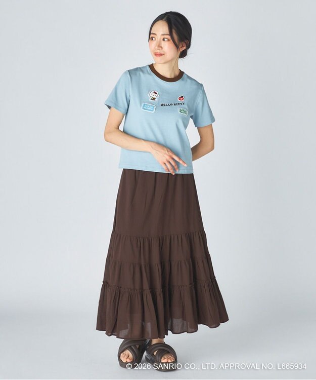 OP／FILA 【Ocean Pacific×ハローキティ】ワッペンリンガーチビTシャツ ブルー