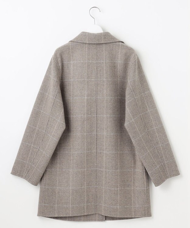 自由区 L 【17号サイズまで展開・カタログ掲載】ウールリバーチェック柄ダブルブレスト コート モカチェック