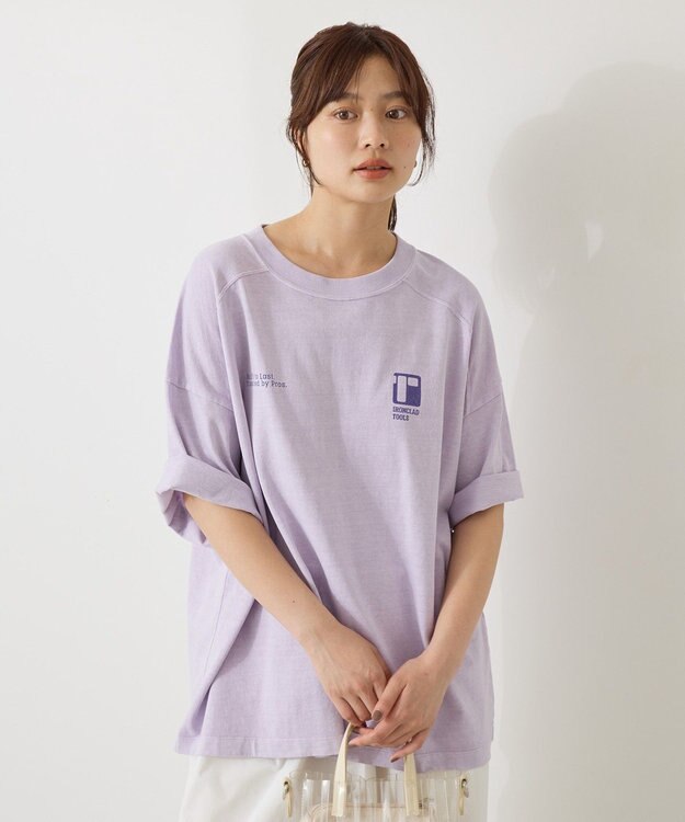 AMERICAN HOLIC 【WEB限定】ピグメント5分袖ロゴプルオーバー Purple