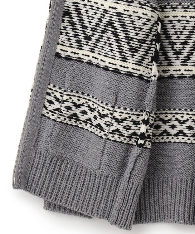 23区 【SLOW】カウチンジャガード ジップ カーディガン ライトグレー系