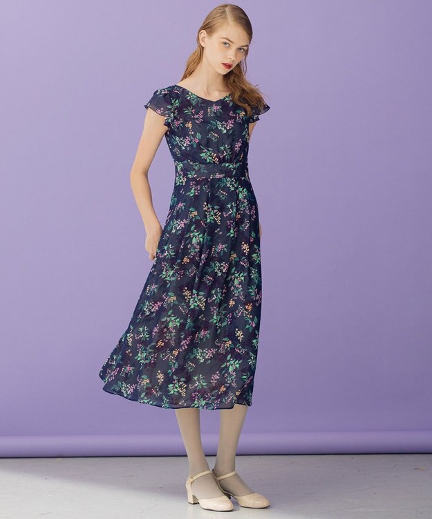 TOCCA 【洗える！】WATERCOLOR HARMONY ロングドレス ネイビー系