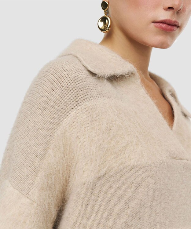 JOSEPH ブラッシュドストライプニット Powder