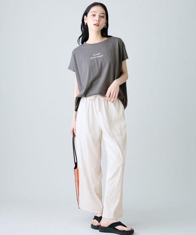 ANY ANYファンクションワイドフレンチスリーブTシャツ スレート