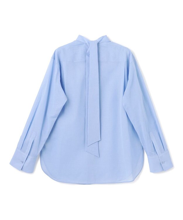 BEIGE， 【洗える】PLUMERIA / コットンシアーバックボウタイブラウス Sax