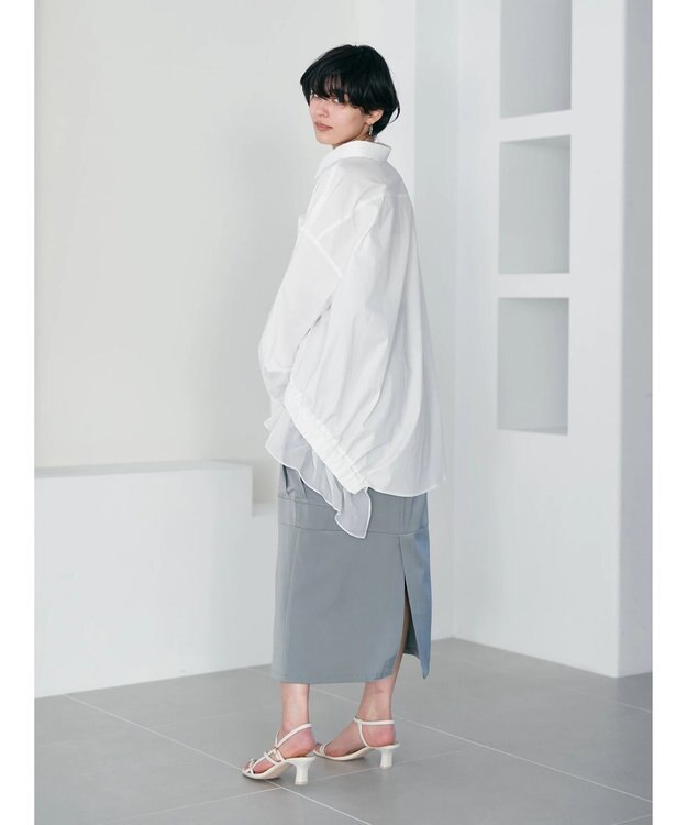 YECCA VECCA シアーMIXアシメシャツ Off White