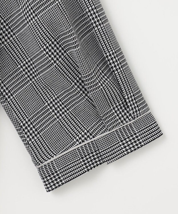 J.PRESS LADIES L チェックジャージー カットソー ブラック×ホワイト系